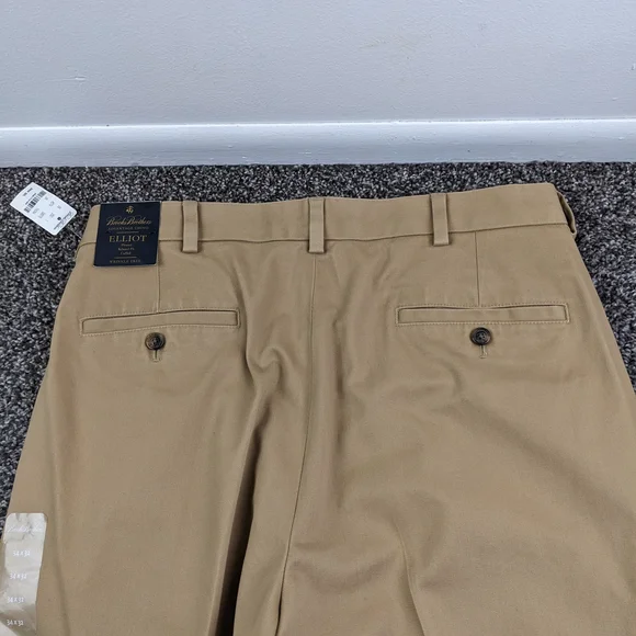 NWT Brooks Brothers Pants Advantage Chino Elliot Pleated Cuffed 34x32 Relaxed